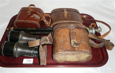 Lot 178 - Two pairs of binoculars, two pairs of field glasses and a mirror