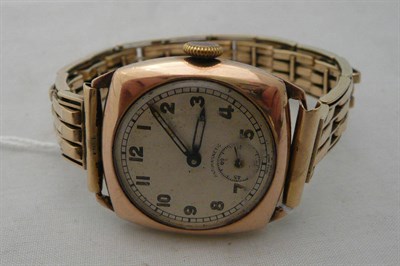 Lot 231 - 9ct gold watch on strap