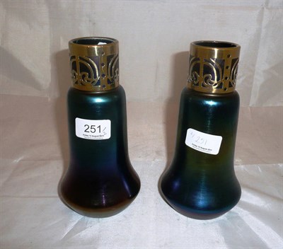 Lot 251 - Pair of Loetz style vases