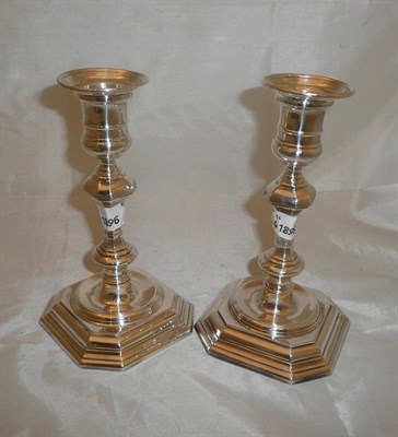 Lot 252 - Pair of silver candlesticks in 18th century style