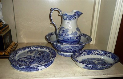 Lot 286 - A Spode Italian pattern water jug and bowl and three dishes