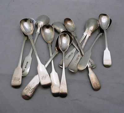 Lot 319 - Twelve assorted mustard spoons, Georgian and later, assays include Edinburgh, Newcastle etc, 5.2 oz