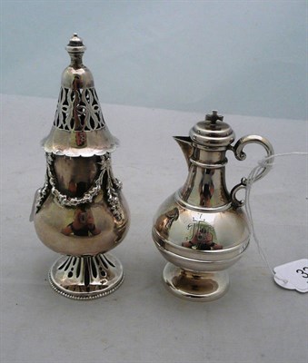 Lot 321 - A silver caster and a Victorian small oil jug, 7oz approximately