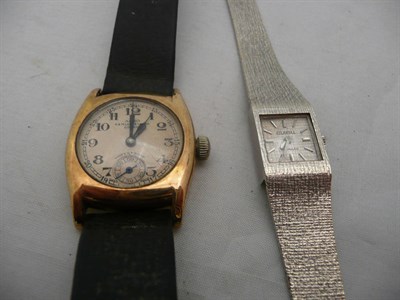 Lot 333 - A ladies watch with a 9ct white gold bracelet and another gold watch signed Aero