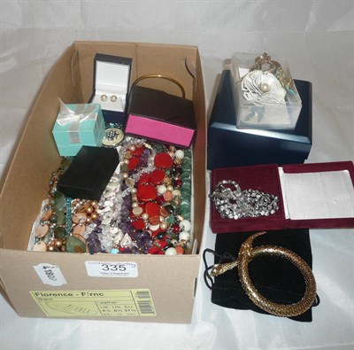 Lot 335 - Quantity of assorted costume jewellery including cufflinks, necklaces, silver ring etc