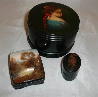 Lot 341 - Three assorted papier mache boxes