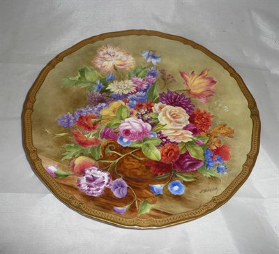 Lot 345 - A Royal Worcester cabinet plate painted with flowers