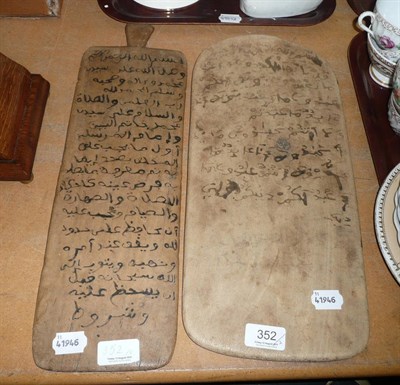 Lot 352 - Two wooden boards with Islamic script