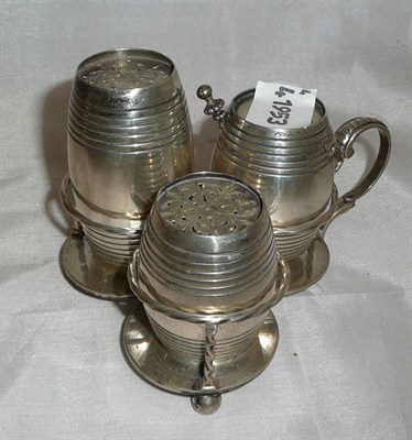 Lot 356 - Silver three piece condiment set