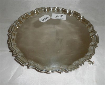 Lot 357 - Silver waiter on three hoof feet