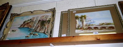 Lot 367 - E Gianni - Pair of Italian coastal landscape watercolours and another Italian coastal scene...