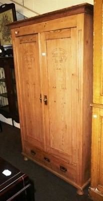 Lot 402 - Pine wardrobe with single drawer