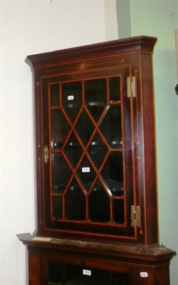 Lot 411 - Mahogany glazed hanging corner cupboard