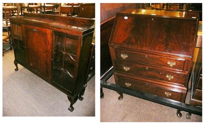 Lot 416 - Mahogany bureau and a display cabinet