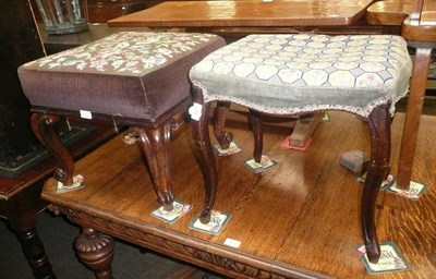 Lot 423 - Two mahogany stools