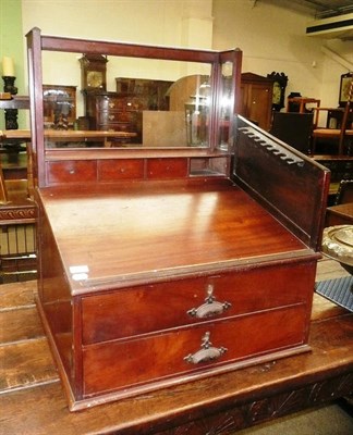 Lot 452 - A mahogany clerks desk with brass fittings and glazed gallery