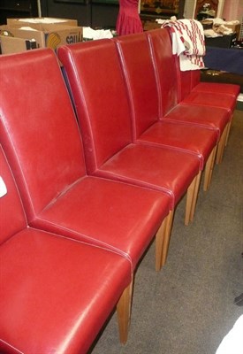 Lot 455 - Eight red upholstered chairs