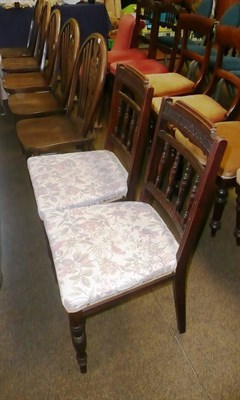 Lot 464 - A set of five wheel back chairs and two salon chairs