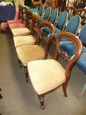 Lot 465 - Pair of Victorian mahogany balloon backed dining chairs, a pair of 19th century rail back...