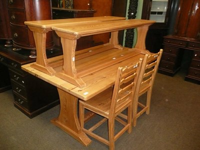 Lot 489 - A Wilf 'Squirrelman' Hutchinson 5' pine table, on two shaped supports joined by a stretcher at...