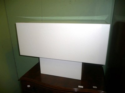 Lot 496 - A modern white plastic coffee table, of rectangular form, unmarked, 76cm x 38cm, 51cm high