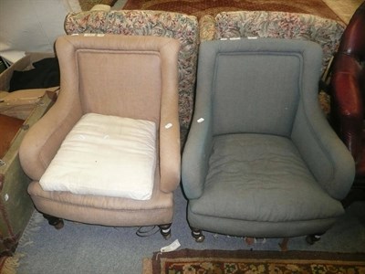 Lot 525 - Pair of Edwardian small squared armchairs