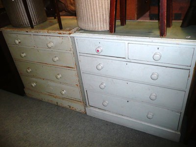 Lot 574 - Two blue painted pine chests of drawers