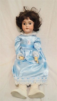 Lot 1013 - Simon And Halbig Bisque Socket Head Doll impressed 1079, with fixed brown eyes, open mouth, pierced