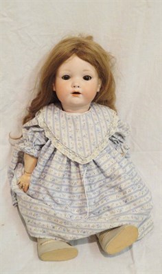 Lot 1016 - Melitta' Bisque Socket Head Character Doll impressed '10', with replacement wig, brown eyes,...