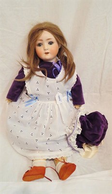 Lot 1019 - Schoenau And Hoffmeister Bisque Socket Head Doll impressed 1909, with later wig, sleeping blue...