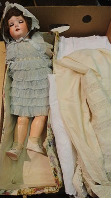 Lot 1022 - Schoenau & Hoffmeister Bisque Socket Head Doll impressed 1909 with sleeping blue eyes, original...