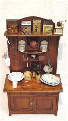 Lot 1030 - Late 19th Century Dolls Pine Dresser And Rack including various pottery meat plates,...