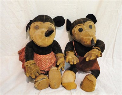 Lot 1038 - Circa 1930's Large Deans Rag Book Co Ltd Mickey And Minnie Mouse with velvet bodies and fabric...