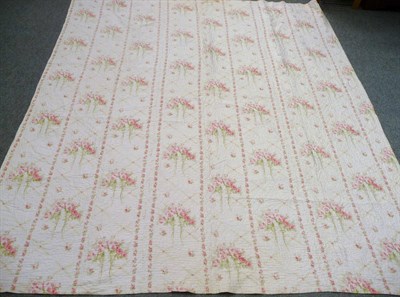 Lot 1047 - Rose Printed Quilt With A Pale Pink Reverse, 216 cms by 236 cms