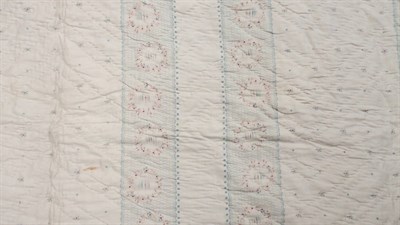 Lot 1056 - Large Victorian Striped Reversible Quilt, 225 cms by 230 cms; and a large pink and white...