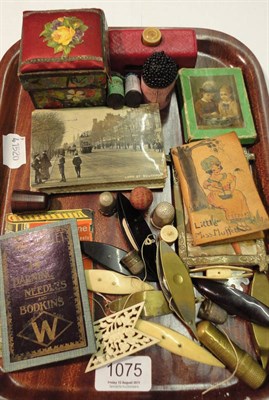 Lot 1075 - Assorted 19th Century And Later Needlework Accessories including a paper covered card box, with...