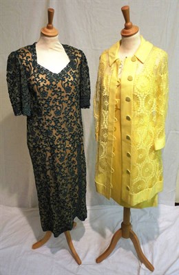 Lot 1082 - Assorted Circa 1950's And Later Costume including an organza cream coat embroidered with...