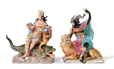 Lot 49 - A Pair of Meissen Porcelain Figures Representing the Continents, late 19th century, after the...