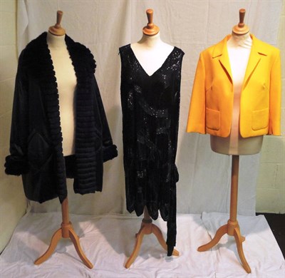 Lot 1091 - Assorted 20th Century Costume including Issey Miyake silk suit; Zandra Rhodes dress and black...