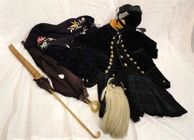 Lot 1099 - Assorted Costume And Accessories including a child's green velvet suit comprising waistcoat, jacket