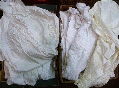 Lot 1102 - Assorted 19th Century And Later White Cotton Night Dresses, Undergarments, Under Skirts etc (in two