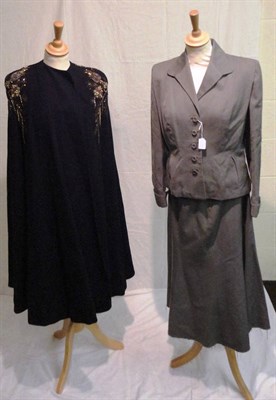 Lot 1110 - Assorted 1940's And Later Costume including a 'Schwade New York' black wool evening cape with...