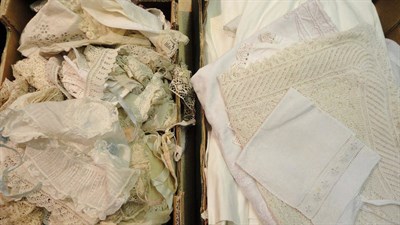 Lot 1126 - Assorted White Cotton Embroidered Baby Gowns, cotton undergarments, cotton baby bonnets with...