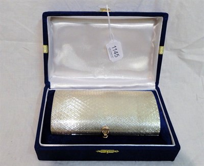 Lot 1145 - A White Metal  Hinged Purse with textured finish and a rope twist style hinged clasp, enclosing...