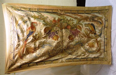 Lot 1174 - Early 19th Century Embroidered Silk Wall Hanging worked in the ecclesiastical style depicting a...