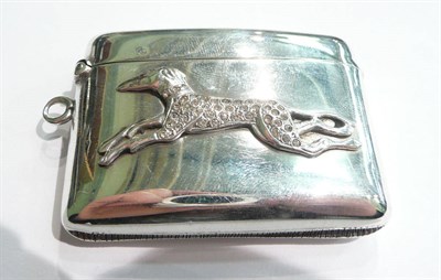Lot 49 - A silver vesta case decorated with a greyhound