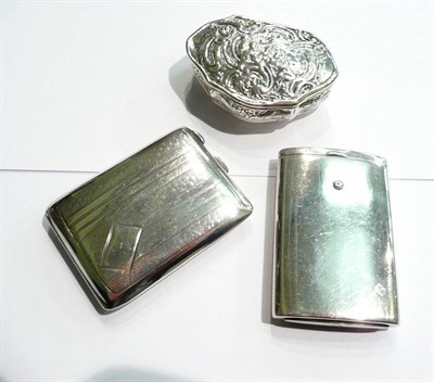 Lot 61 - A silver vesta case with pull out action, another and a French silver trinket box