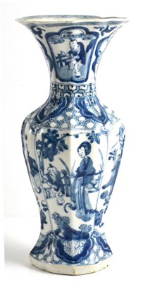 Lot 81 - A Chinese Kangxi Glazed Blue and White Vase (1662-1720), of inverted moulded baluster form,...