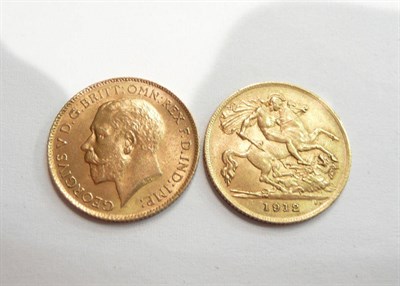 Lot 97 - Two gold half sovereigns, 1911, 1912
