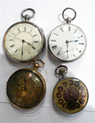 Lot 108 - Two silver cased pocket watches and two others (a.f.) (4)